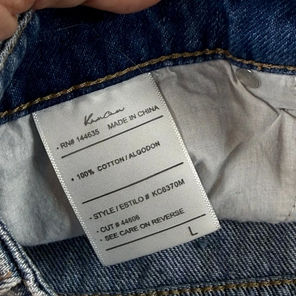 Denim Mini Skirt KanCan Womens Large Blue Distressed Frayed Hem KC6370M